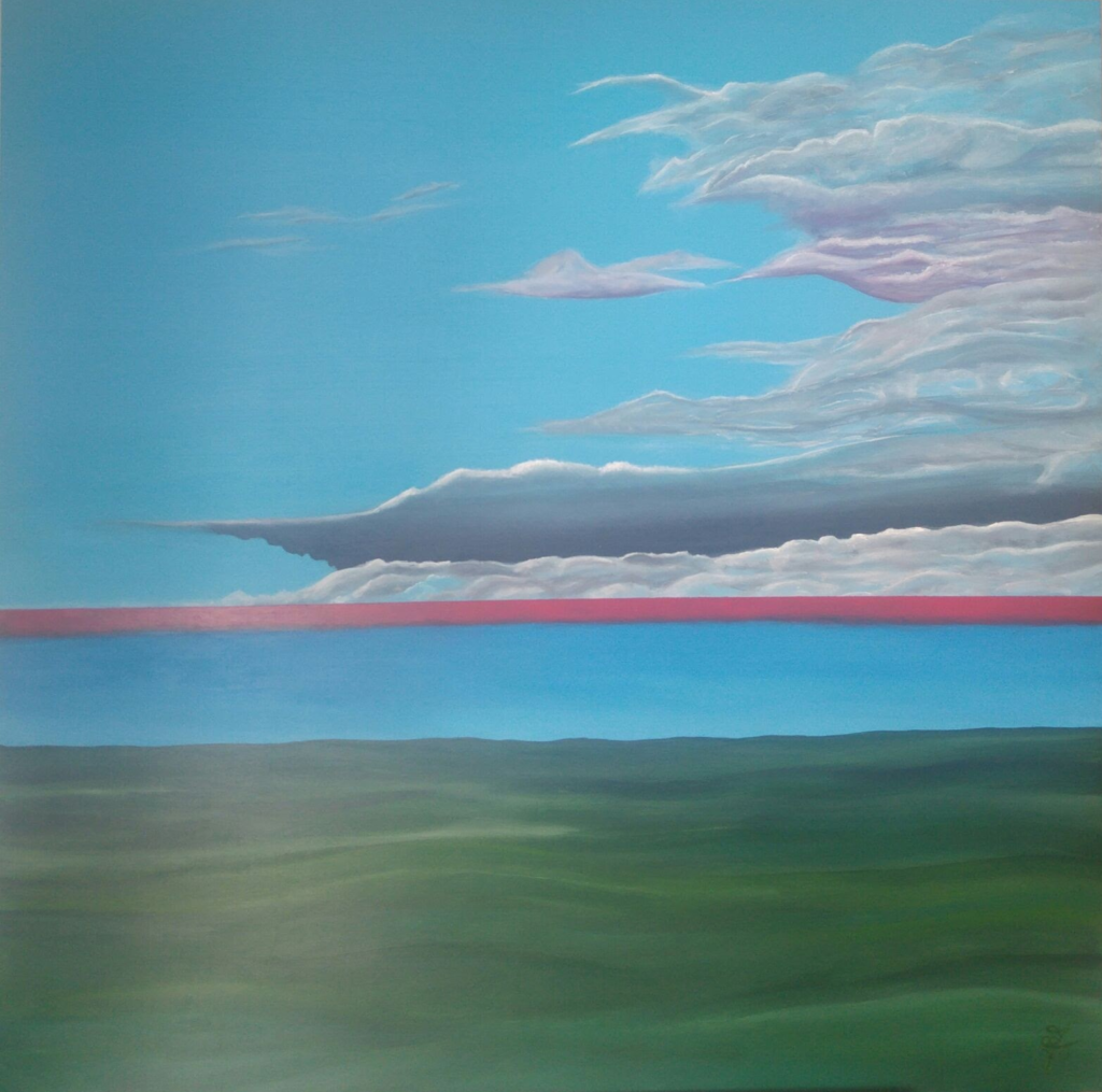 Abstract Horizon / VERKOCHT – IN OPDRACHT / Acryl op MDF / 100x100 cm