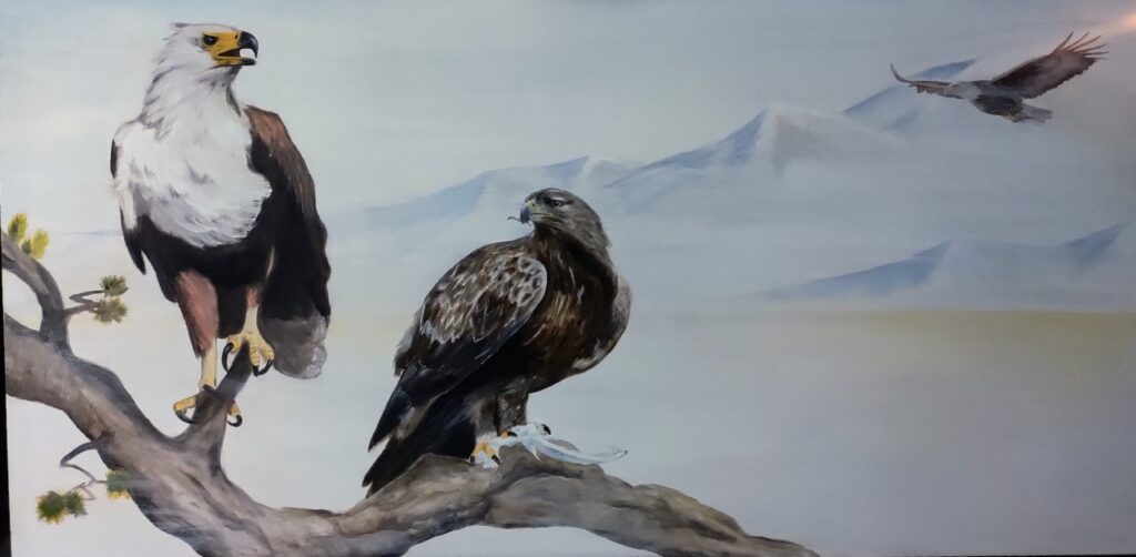 Eagles / PRIVATE COLLECTION /  Acryl op MDF/ 120x60 cm